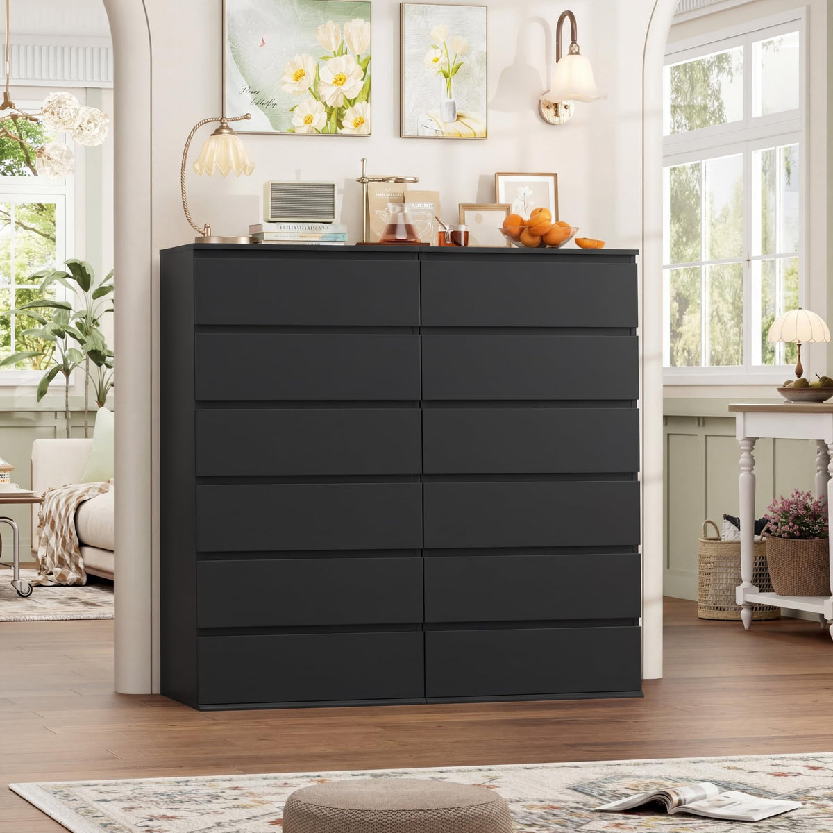 Black 6 Drawer Dresser E644