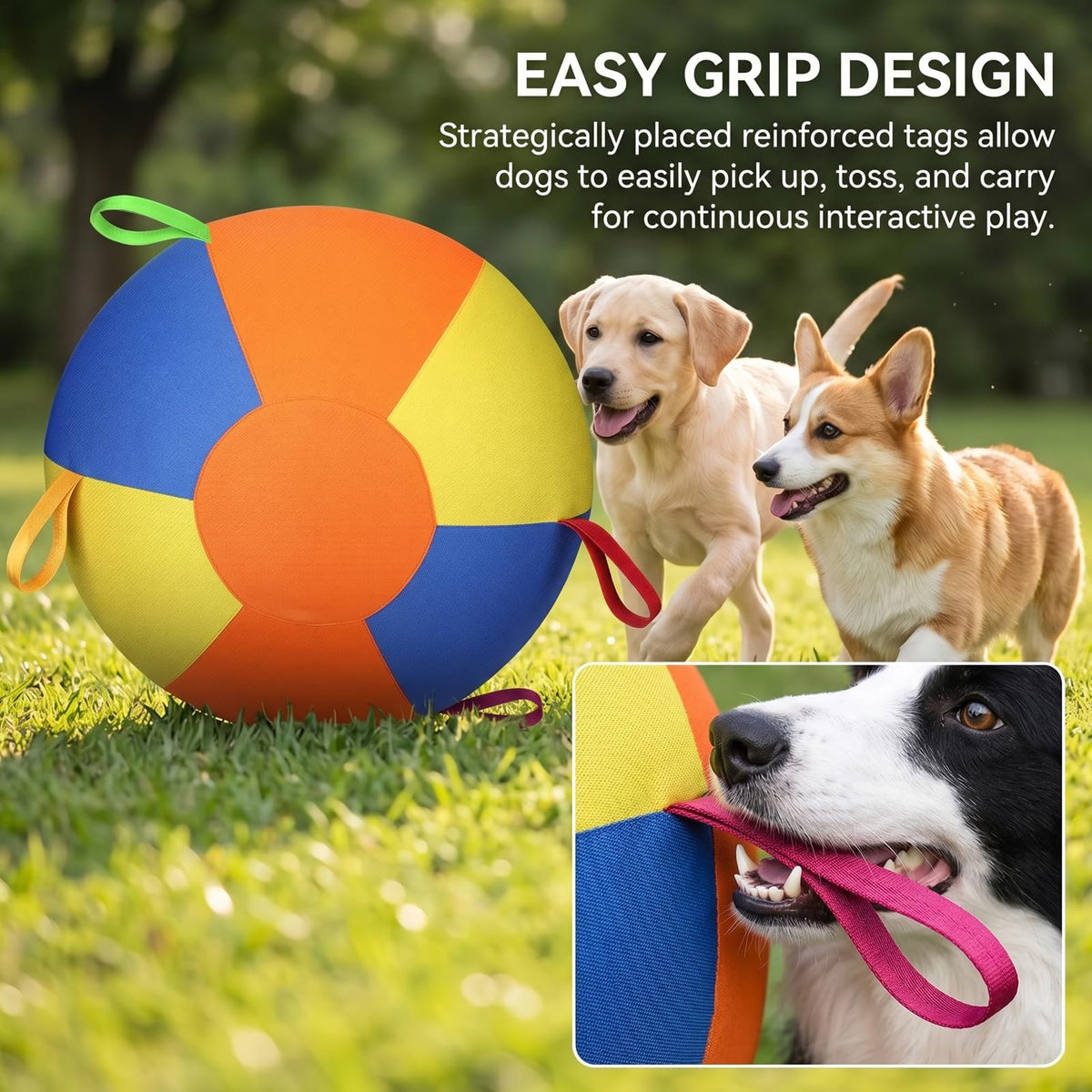 Inflatable Dog Ball with Handle Cover & Pump 18in M817108