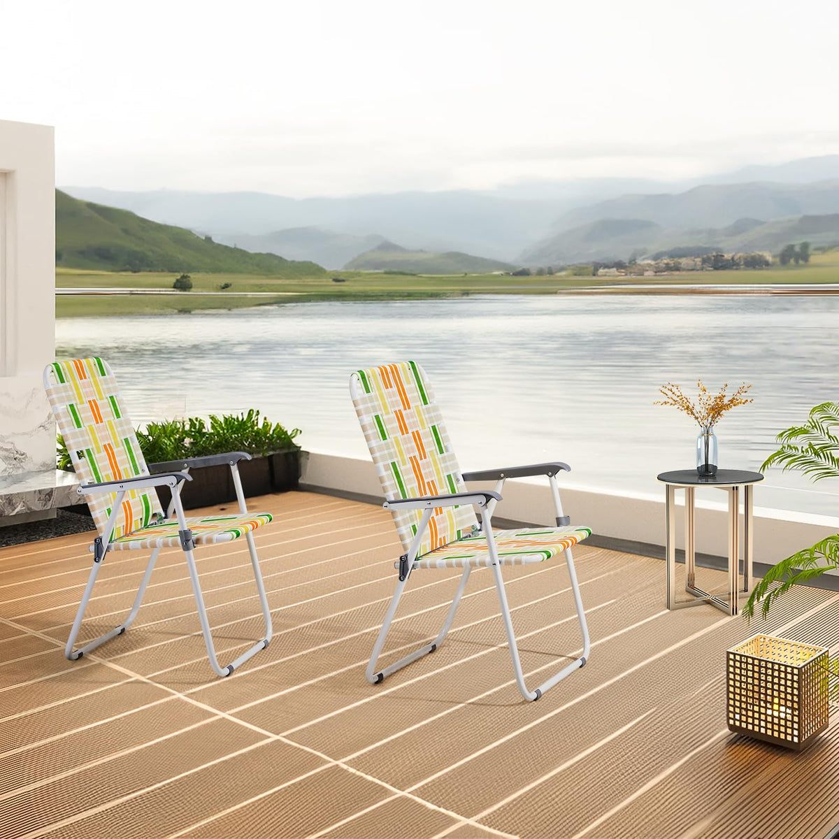 Oversized Webbed Folding Lawn Chairs 2 Pack K5491