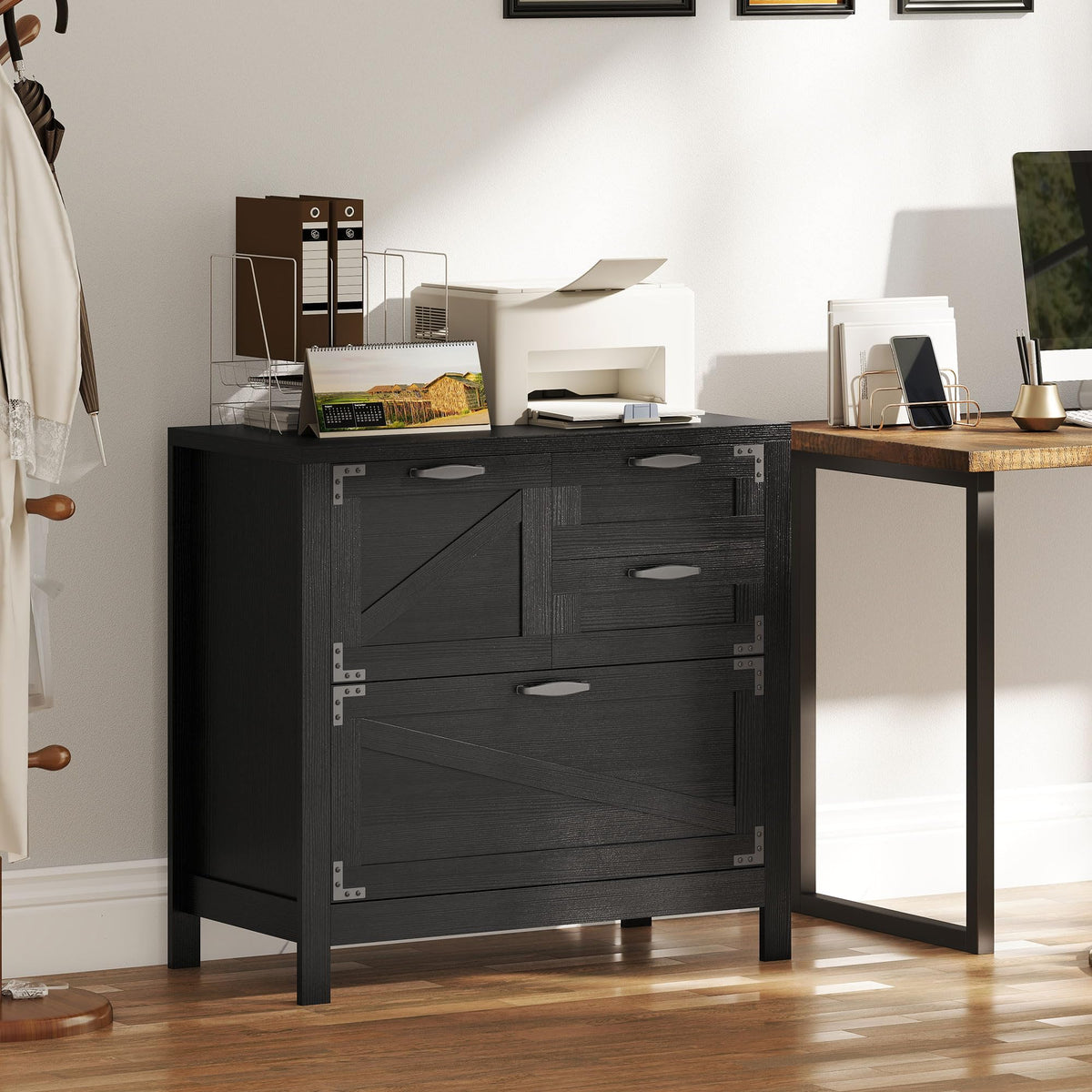 Black 4 Drawer File Cabinet A871