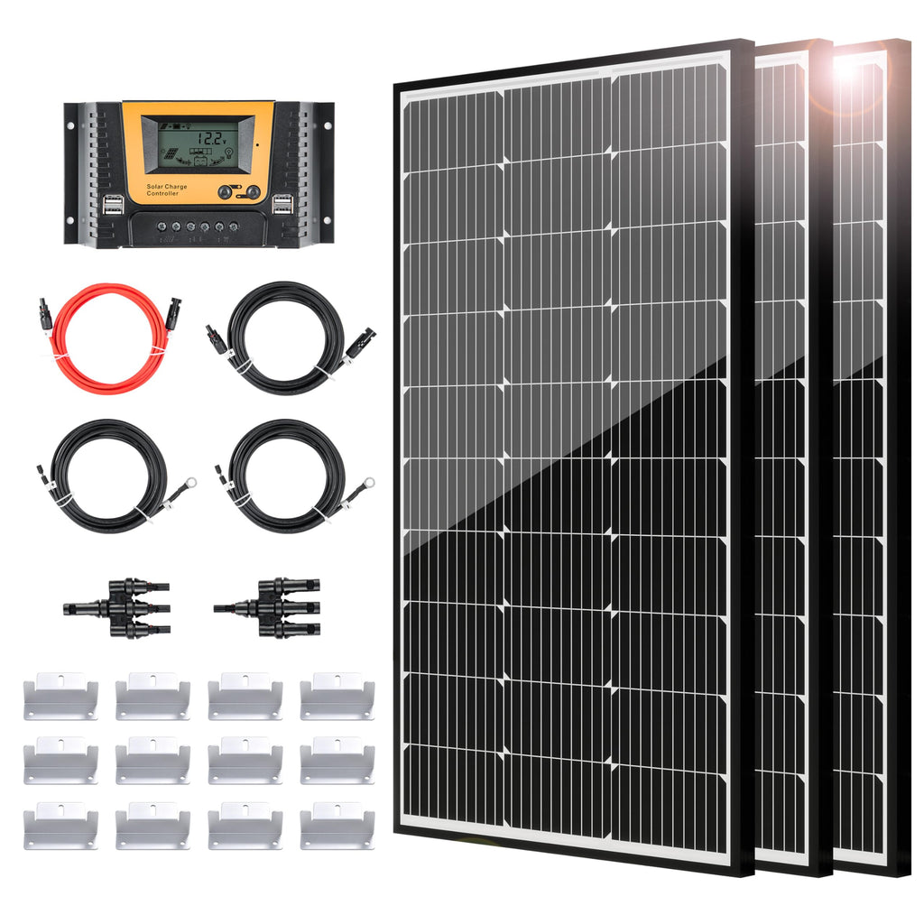 300 Watt 12 Volt Monocrystalline Solar Panel Kit with 40A PWM Charge Controller B48851