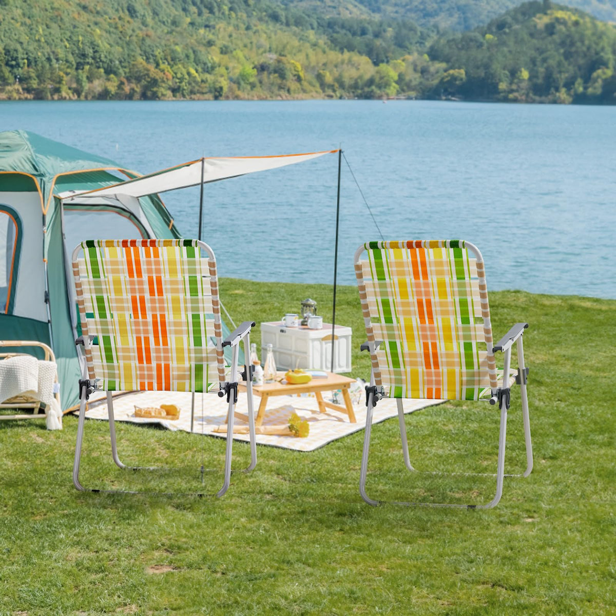 Oversized Webbed Folding Lawn Chairs 2 Pack K5491
