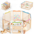 Foldable Wooden Baby Playpen, 45 x 45 x 24 inches V84590