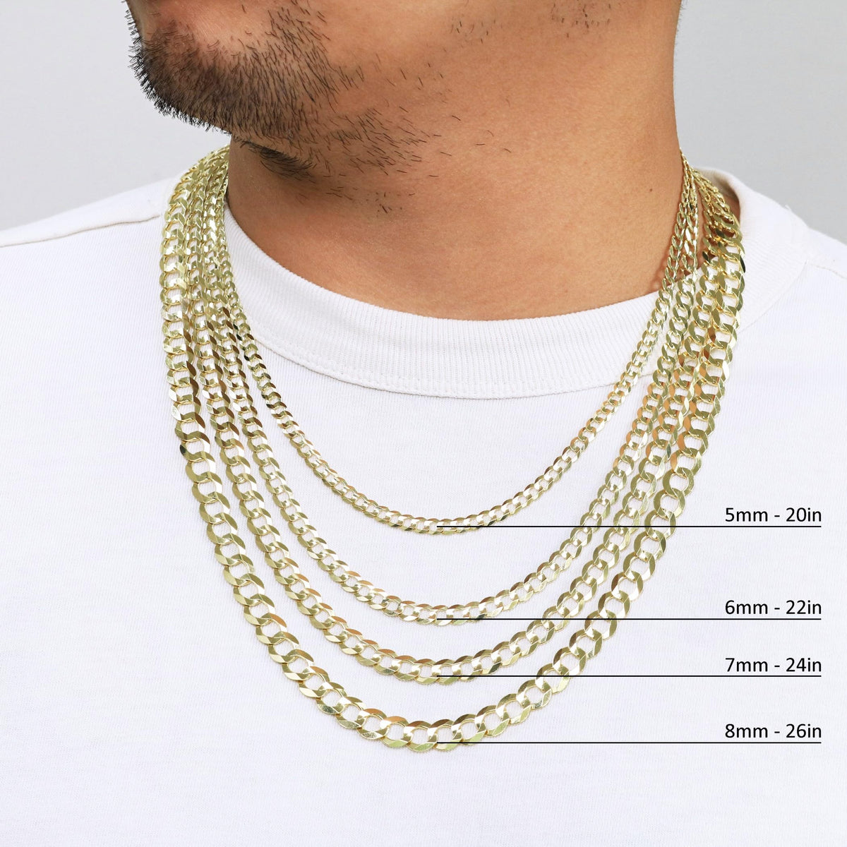10K Yellow Gold Cuban Curb Link Chain Necklace P900
