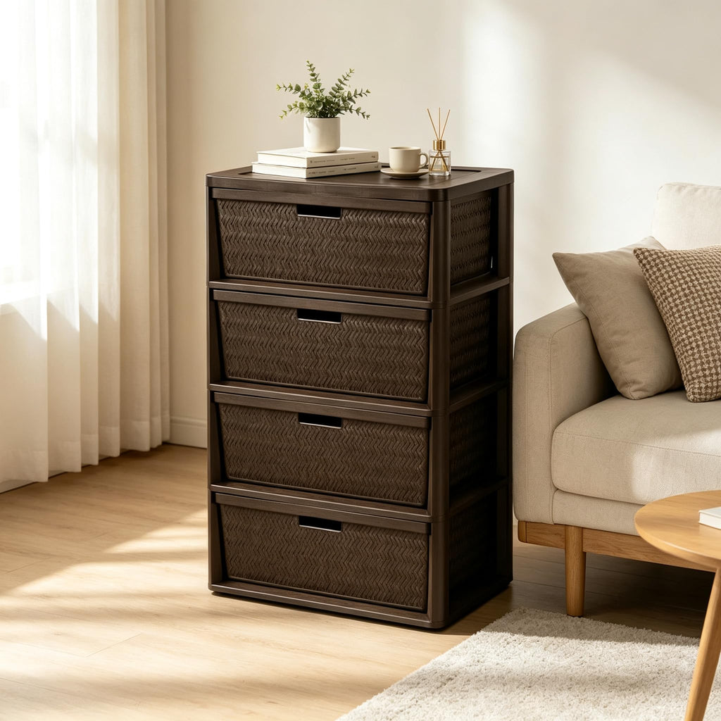 Brown 4 Drawer Storage Tower X91608