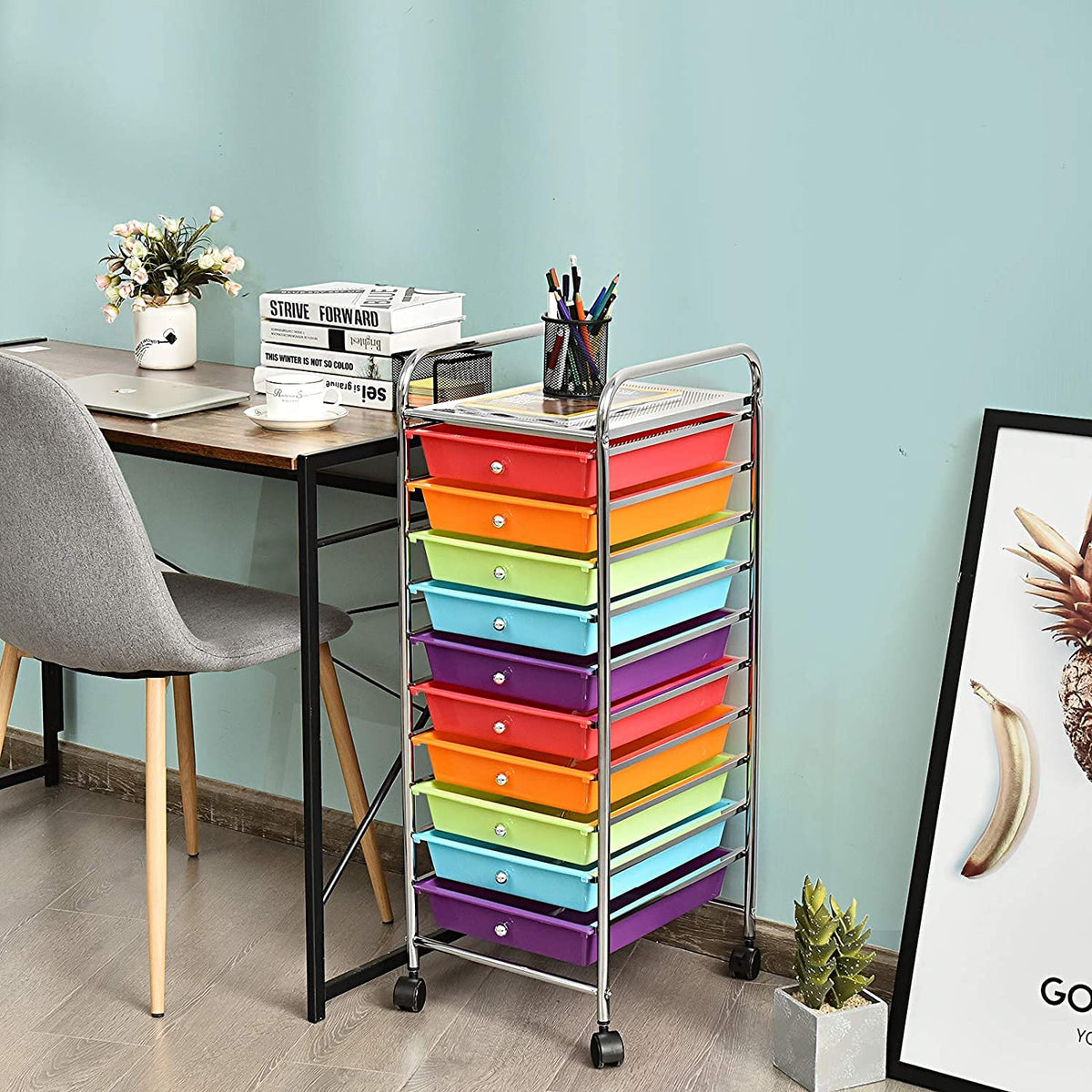 10 Drawer Rolling Storage Organizer Cart G996256