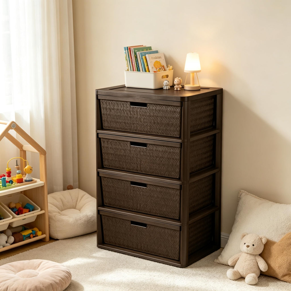 Brown 4 Drawer Storage Tower X91608