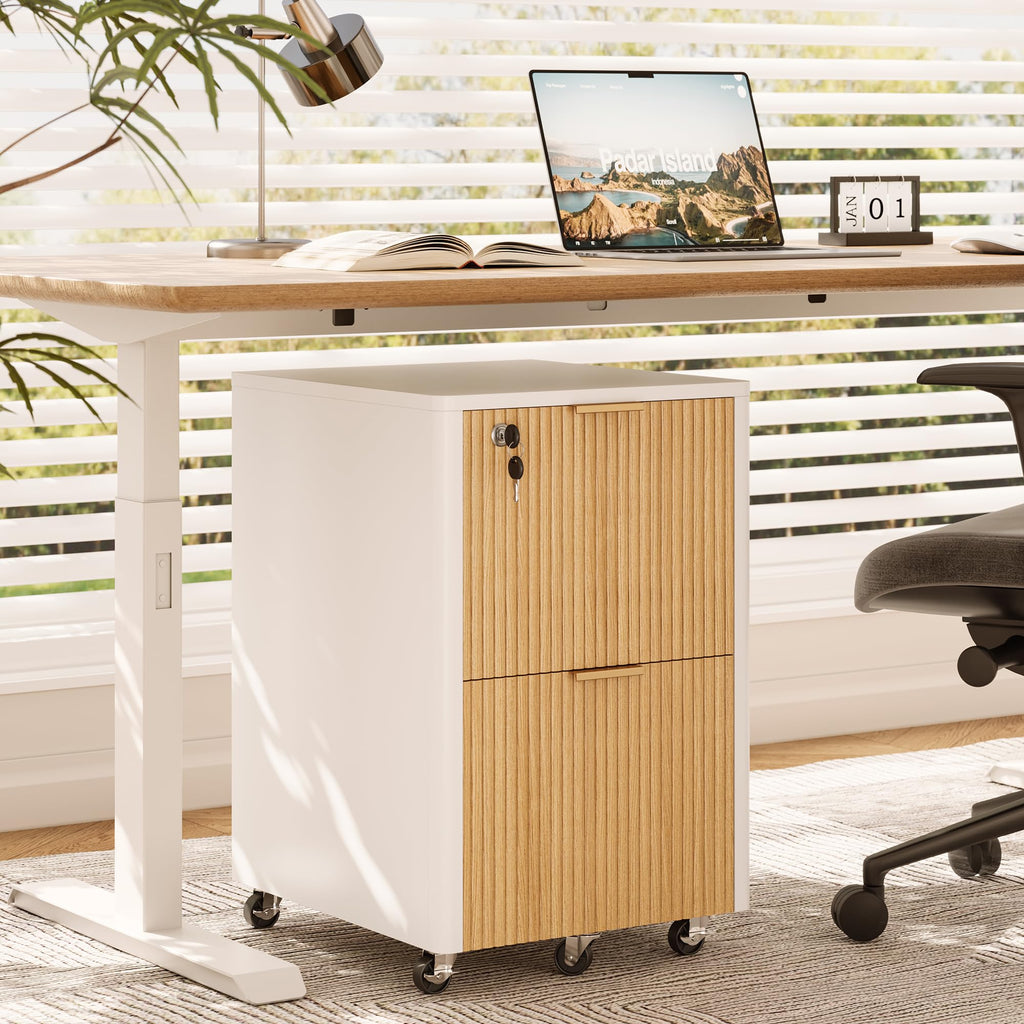 2 Drawer Wooden Mobile File Cabinet with Lock P7694