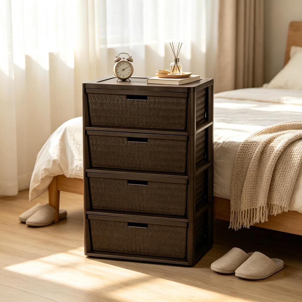 Brown 4 Drawer Storage Tower X91608