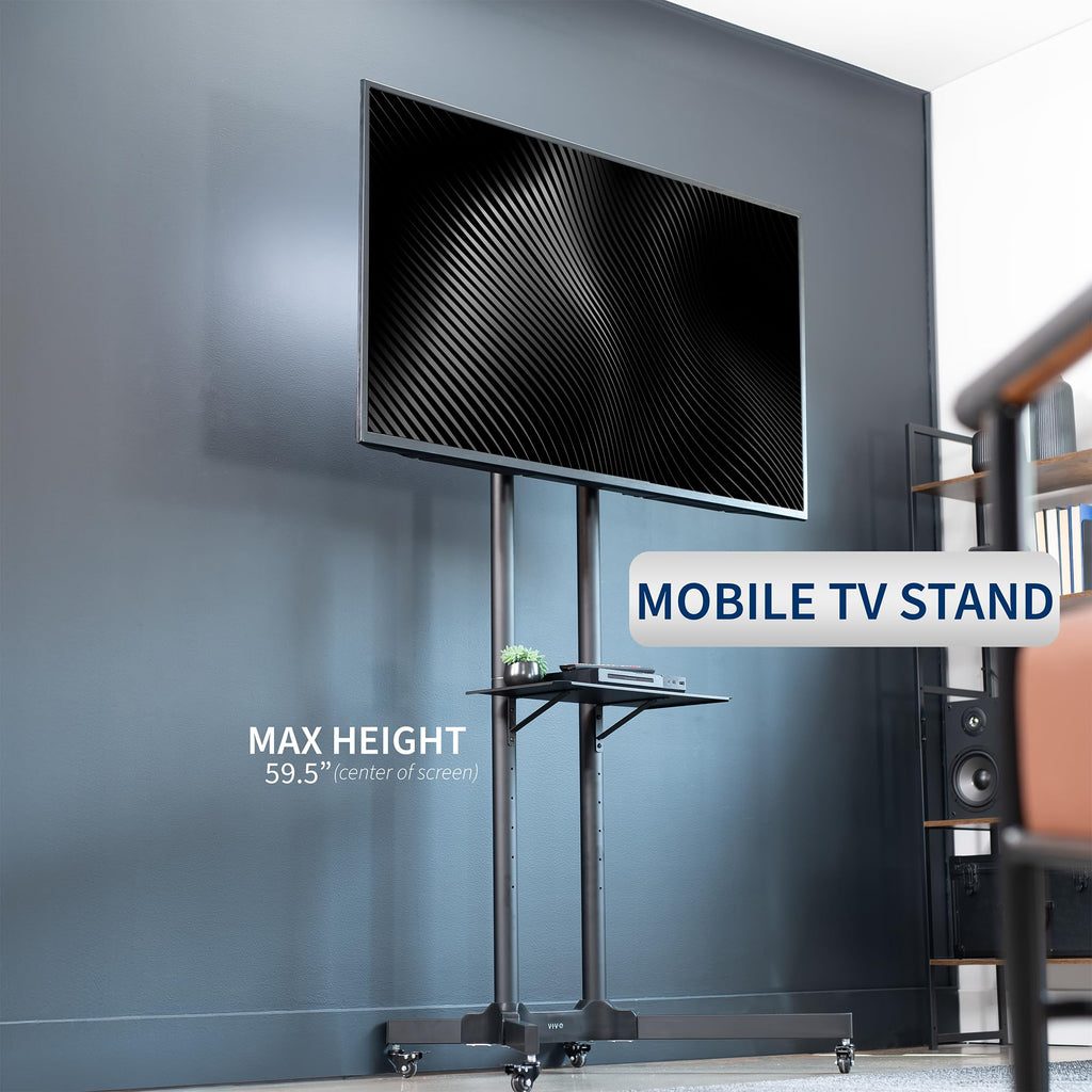 Black Mobile TV Cart for 32 to 83 inch Screens G377