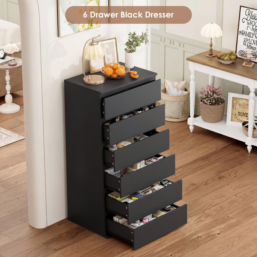 Black 6 Drawer Dresser E644