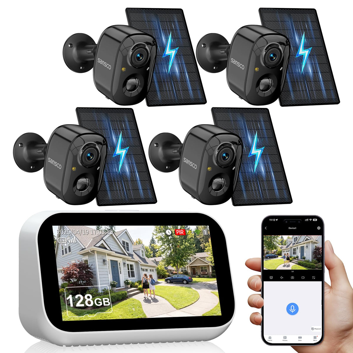 4 Cam Wireless Solar Security Camera System F278