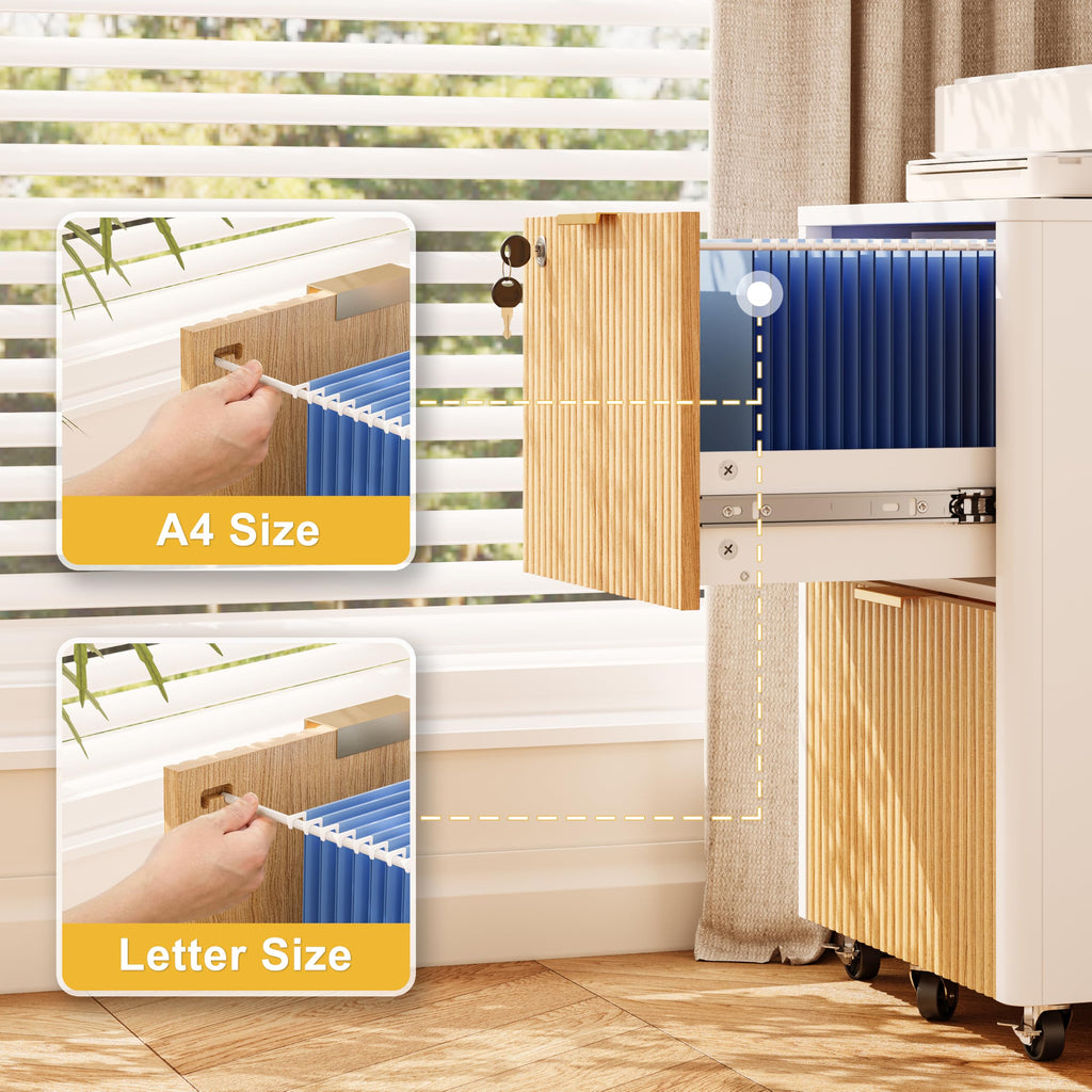 2 Drawer Wooden Mobile File Cabinet with Lock P7694