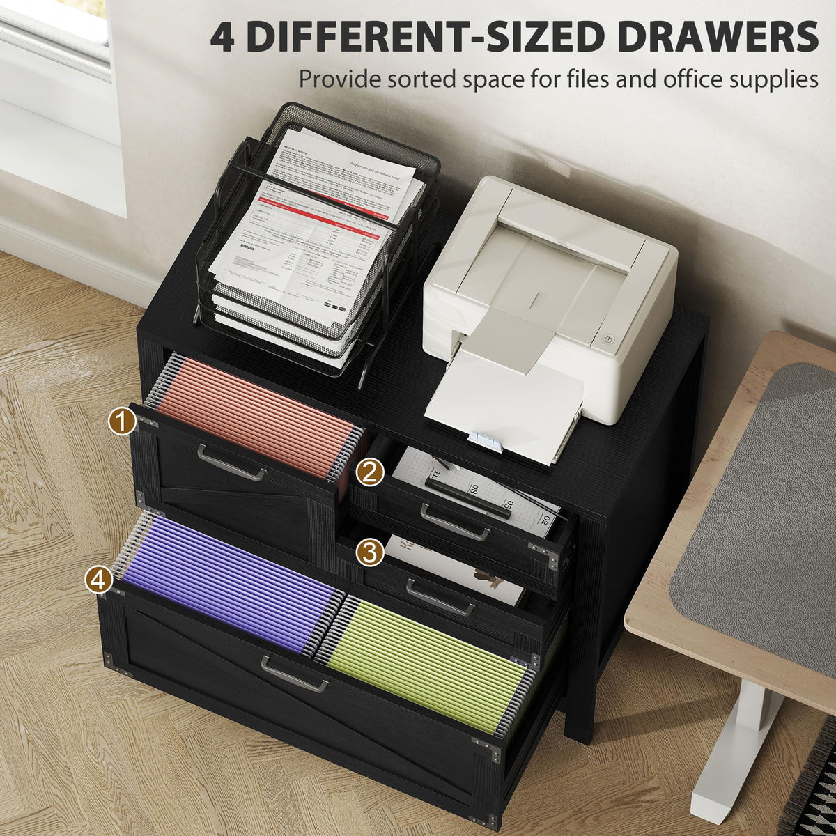 Black 4 Drawer File Cabinet A871