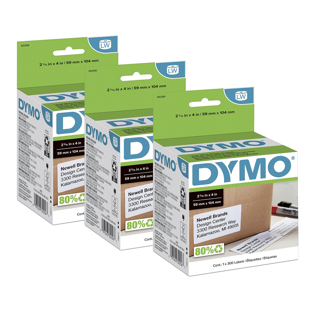 Large Shipping Labels 2-5/16" x 4", 3 Rolls of 300 J596