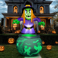 6 Ft Halloween Inflatable Witch and Cauldron Decoration with Green Ghost Light O7727