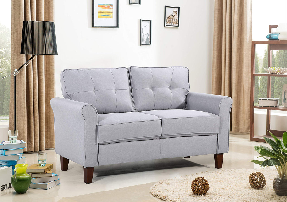 Light Gray Tufted Upholstered Loveseat Sofa E34920