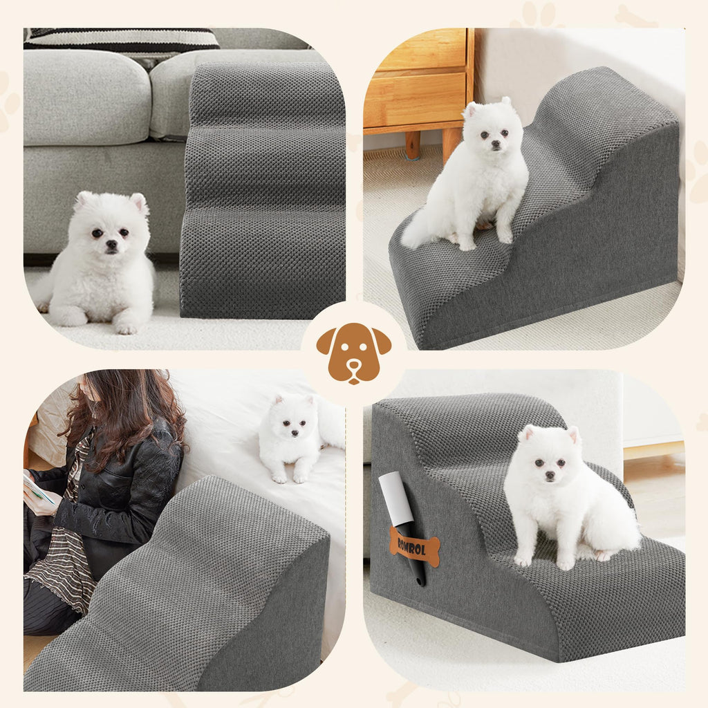 3-Steps Dog Stairs Ramp with Non-Slip Waterproof Fabric Cover B55245